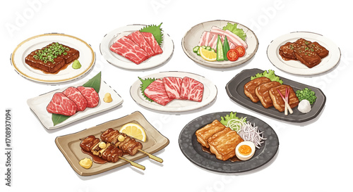 Delicious Japanese Cuisine Design A Collection of Exquisite Food Illustrations