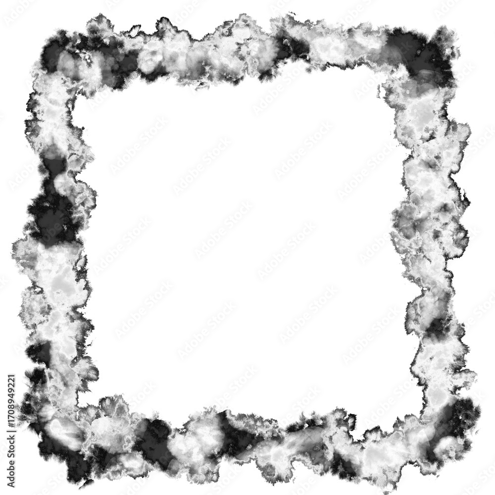 Obraz premium grungy black and white ink frame border container, on transparent background