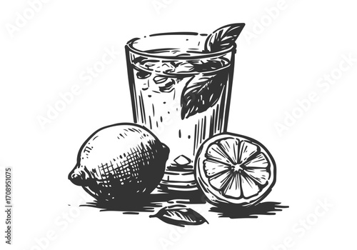 Lemon juice hand drawn vector illustration