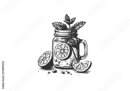 Lemon juice hand drawn vector illustration