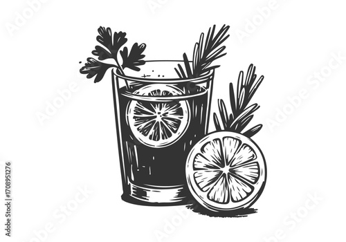 Lemon juice hand drawn vector illustration