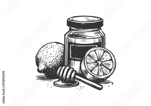 Lemon juice hand drawn vector illustration