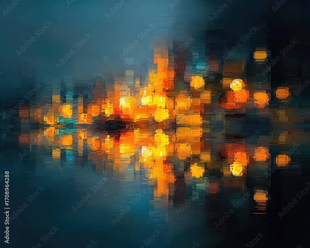 Fototapeta premium Abstract Night Cityscape With Colorful Lights