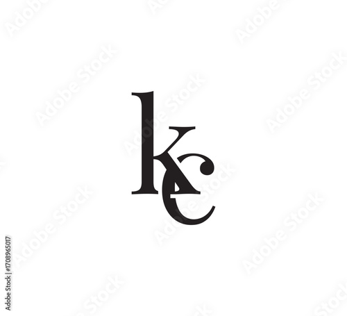 Elegant Serif Monogram Logo with Overlapping Initial Letters – Vintage and Modern Branding Design kc