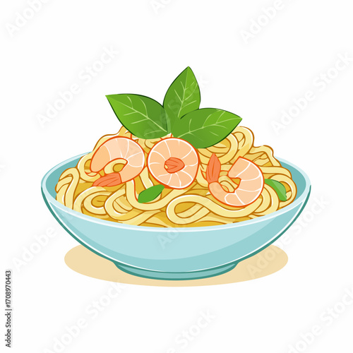 Asiatische Nudelpfanne  mit Garnelen