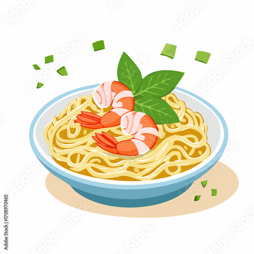 Asiatische Nudelpfanne  mit Garnelen