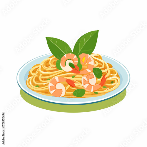 Asiatische Nudelpfanne  mit Garnelen