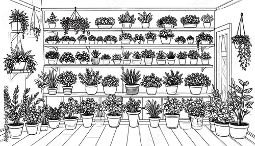 Botanical Nook Illustration Of Houseplant Display
