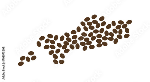 High-quality vector PNG image of scattered coffee beans, ideal for cafe menus, packaging, and coffee-themed designs.  The image features dark brown beans on a transparent background, perfect for easy