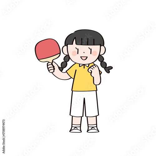 卓球　女の子のイラスト