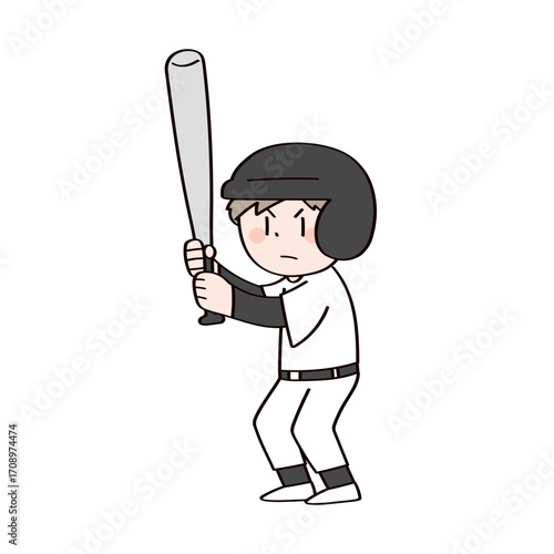 野球をする男の子のイラスト