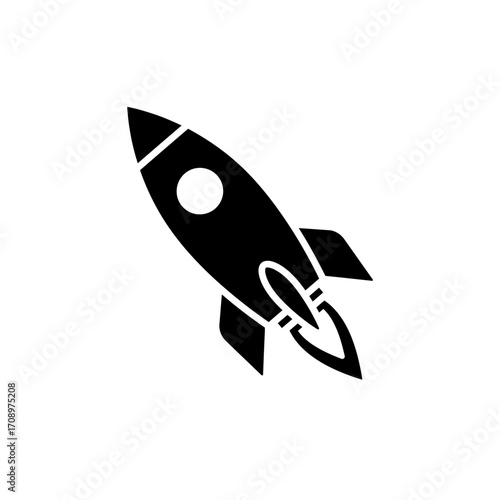 Rocket Icon Simple Black and White Illustration of a Rocket Ship for Projects & Presentations