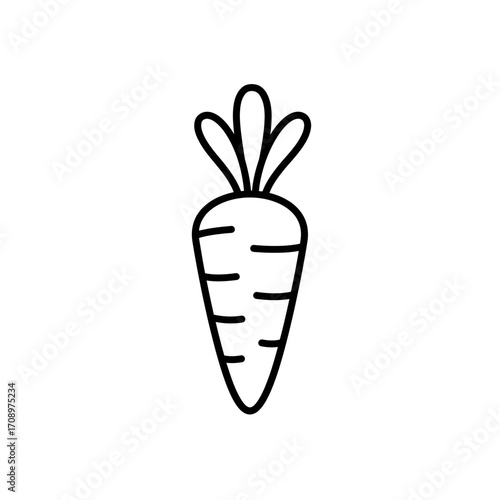 Simple Carrot Icon Vector Illustration with Fresh Lines and Veggie Freshness