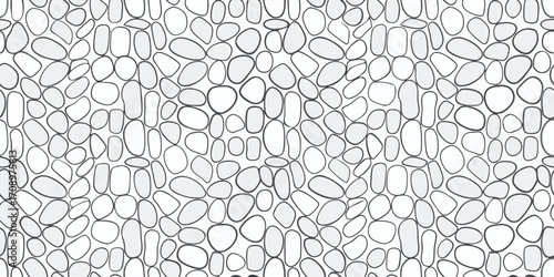 Seamless pattern of irregular rounded pebbles and stones in a mosaic arrangement