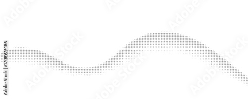 PrintSet of dotted curved abstract shapes. Dotted pattern in halftone theme. Curved and twisted abstract gradients. Vector design element in black and white color.