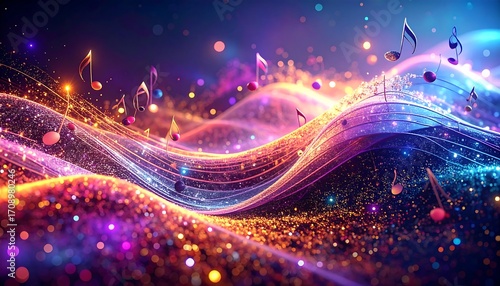 Abstract music waves of light