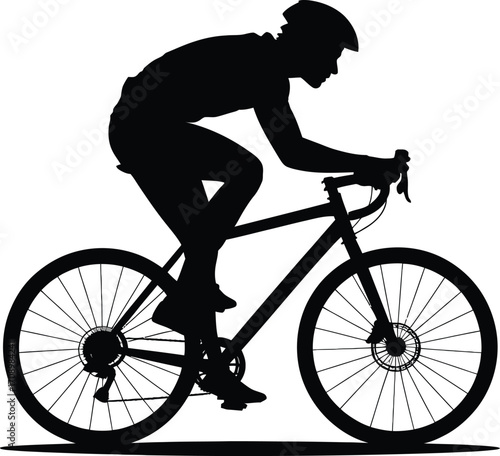 Dynamic cyclist riding bicycle in motion silhouette