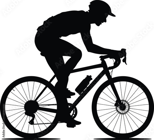 Dynamic road bicyclist racing in silhouette for sports advertisement