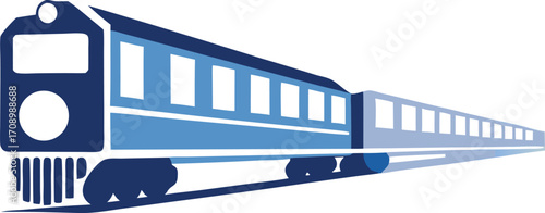 A train is seen on the tracks with a white background surrounding it.