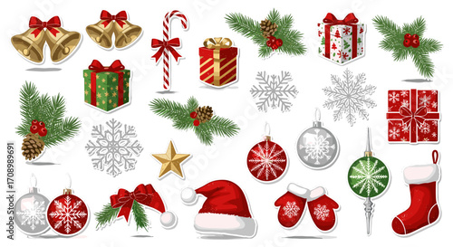 A festive assortment of christmas themed decorations and accessories