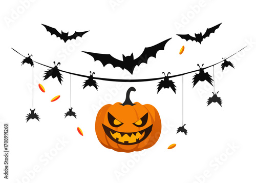 halloween pumpkin with bats