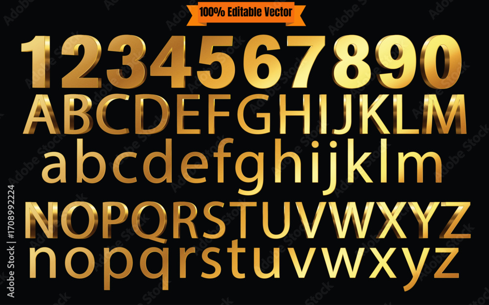 3D Golden Font Editable Vector 3D Golden Font Editable Vector