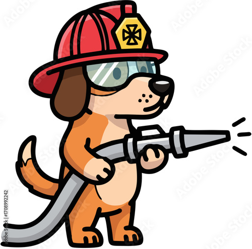 Firefighter Dog with Hose
