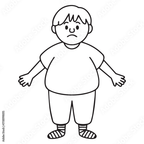 Sad Boy Outline with Arms Out and Striped Socks child