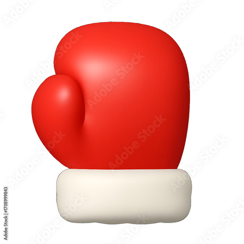 3D plastic icon of Christmas boxing glove isolated on transparent background