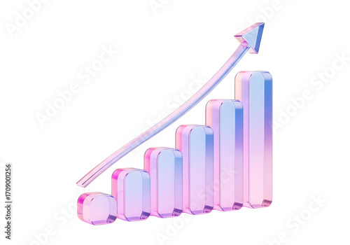 3d holographic growth chart with upward arrow