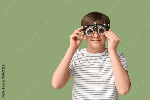 Little boy in optical trial...