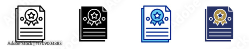 Certificate  Icon Set Multiple Style Collection