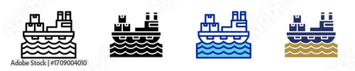 Cargo Ship  Icon Set Multiple Style Collection