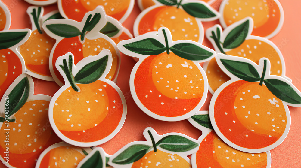 Orange illustration with sticker model Orange illustration with sticker model