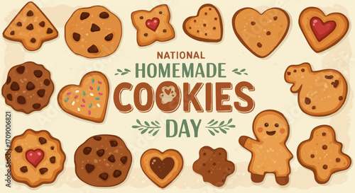 Vector illustration National homemade cookies day