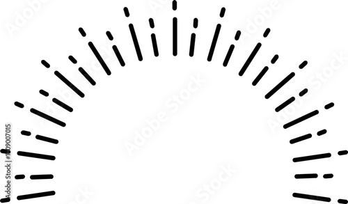 Half Circle Sunburst Line Art
