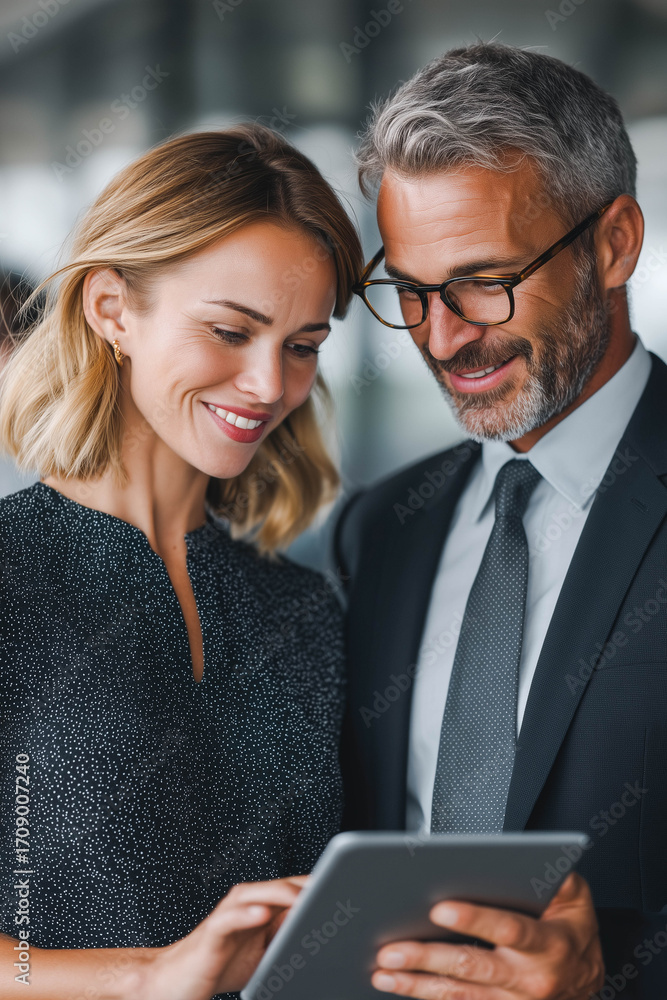 Fototapeta premium Business people collaborating on digital tablet in office