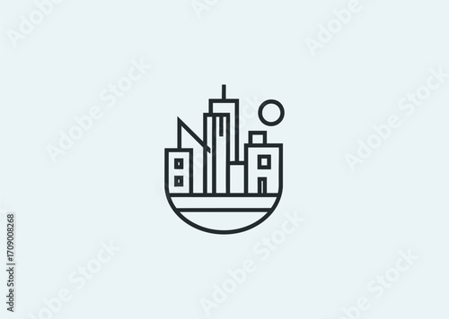 A line art logo of a cityscape, symbolizing modern life, architecture, and urban identity
