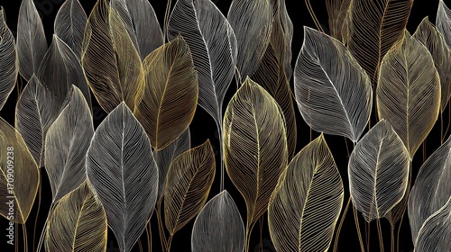 Wallpaper Mural Intricate patterns of dried leaves against a dark background Torontodigital.ca