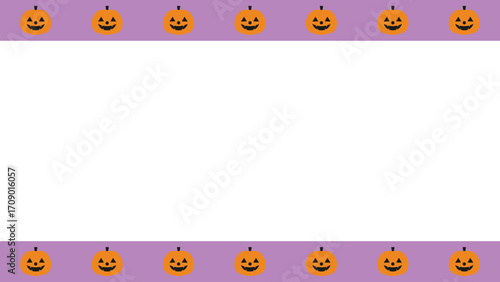 Cute Halloween Pumpkin Border Frame on Pastel Purple Background
