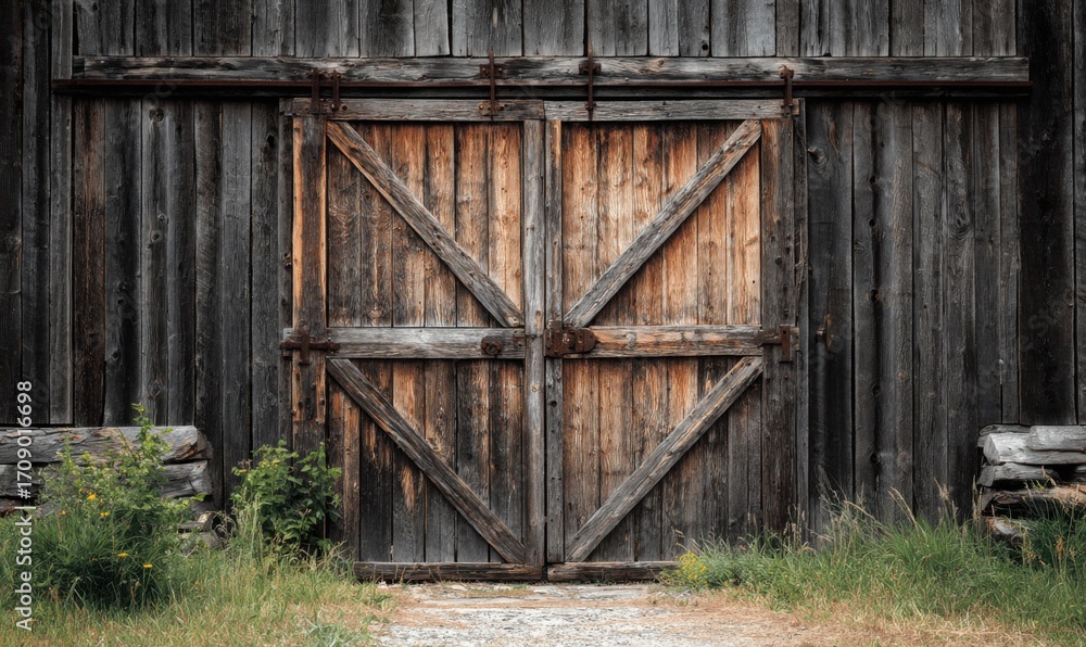 Naklejka premium Rustic wooden barn doors