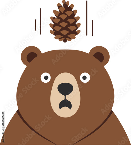 A pine cone that fell on a bear's head