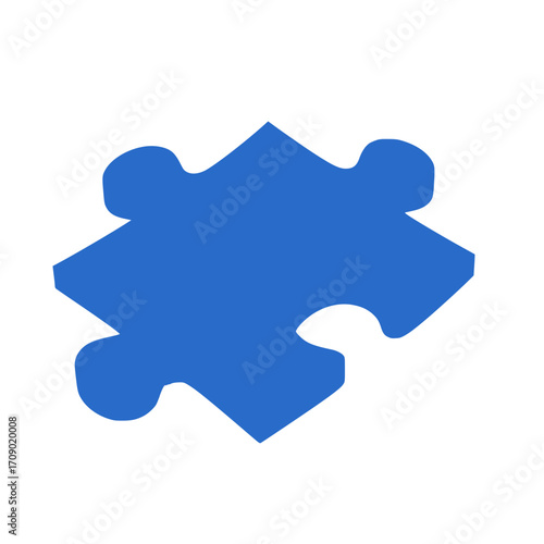 Isolated Puzzle Piece: A solitary blue puzzle piece floats, representing unity, integration, and problem-solving within a simple design. 