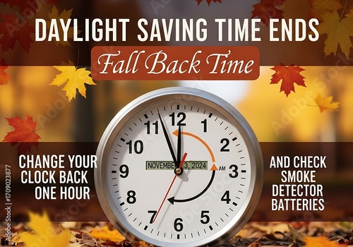 Daylight Saving Time Ends Fall Back Time.