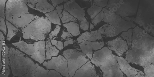 cracked white paint on a gray background, a black and gray drawing of a cracked wall, background with crack. Vector Illustration of Cracked Ground Texture with Transparent Background.