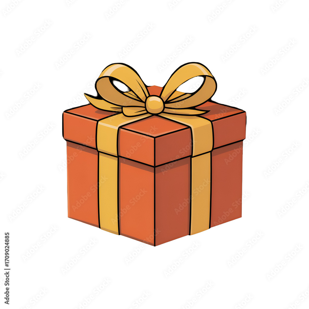 Obraz premium Orange Gift Box With Yellow Ribbon And Bow present package