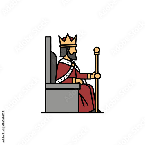 King Seated on Throne with Scepter