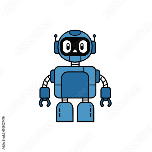 Cute Blue Robot with Anxious Expression