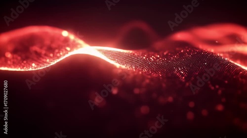 Abstract glowing red wave pattern