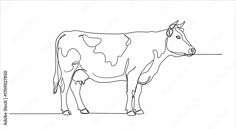 Fototapeta premium Minimalist dairy cow head outline